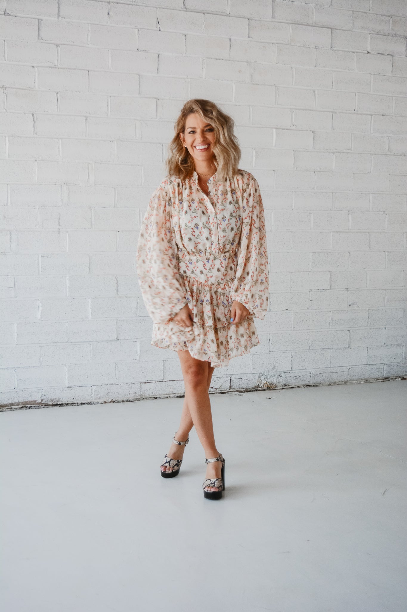 Vintage Floral Chiffon Tier Dress