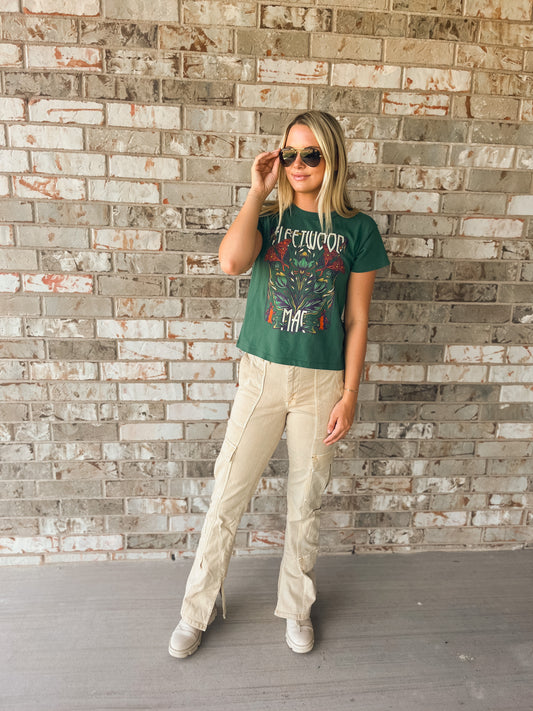 FLEETWOOD MAC BUTTERFLIES REVERSE GF TEE IN STORMY GREEN