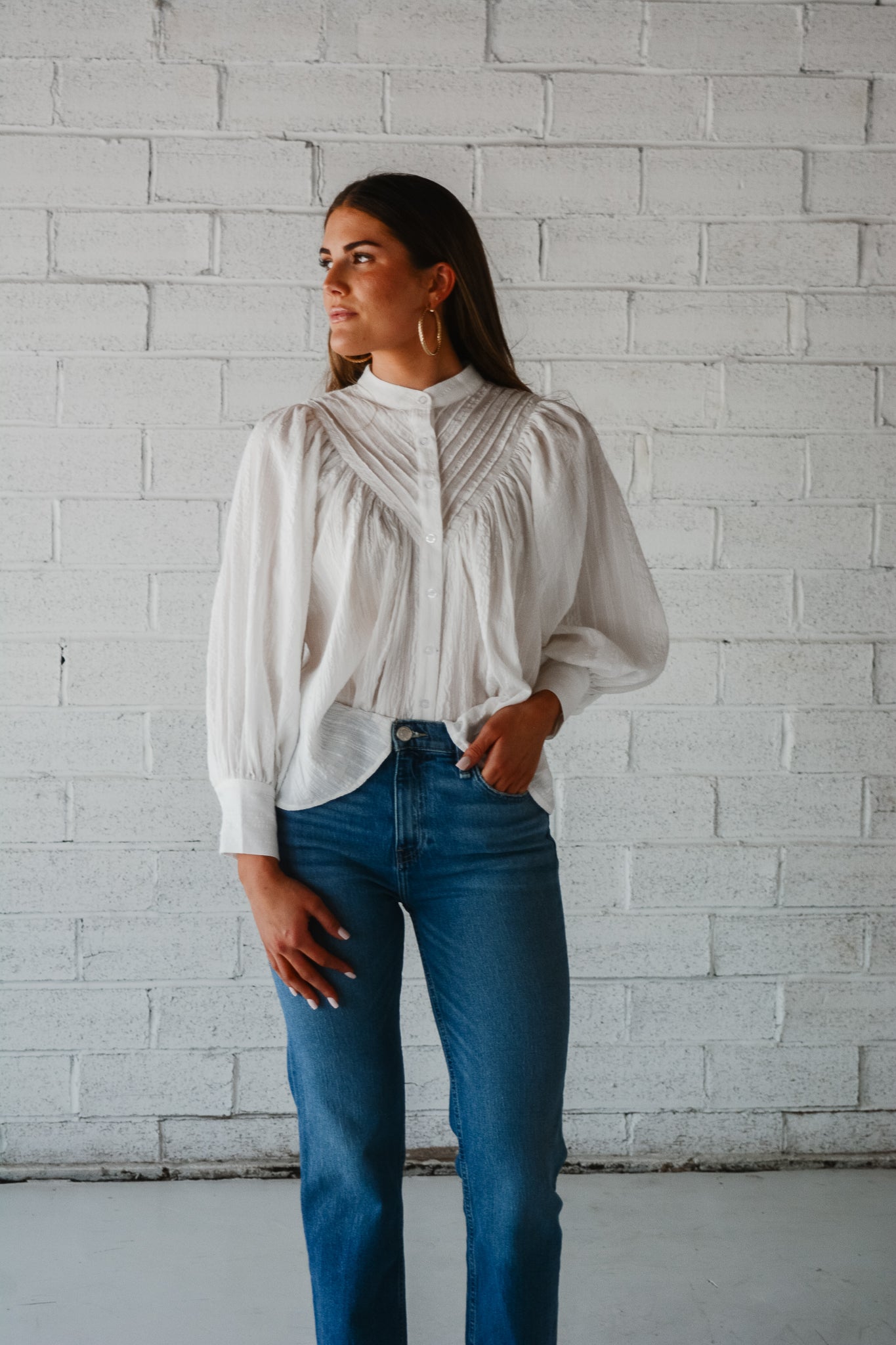 Solid Cotton Pleat Top