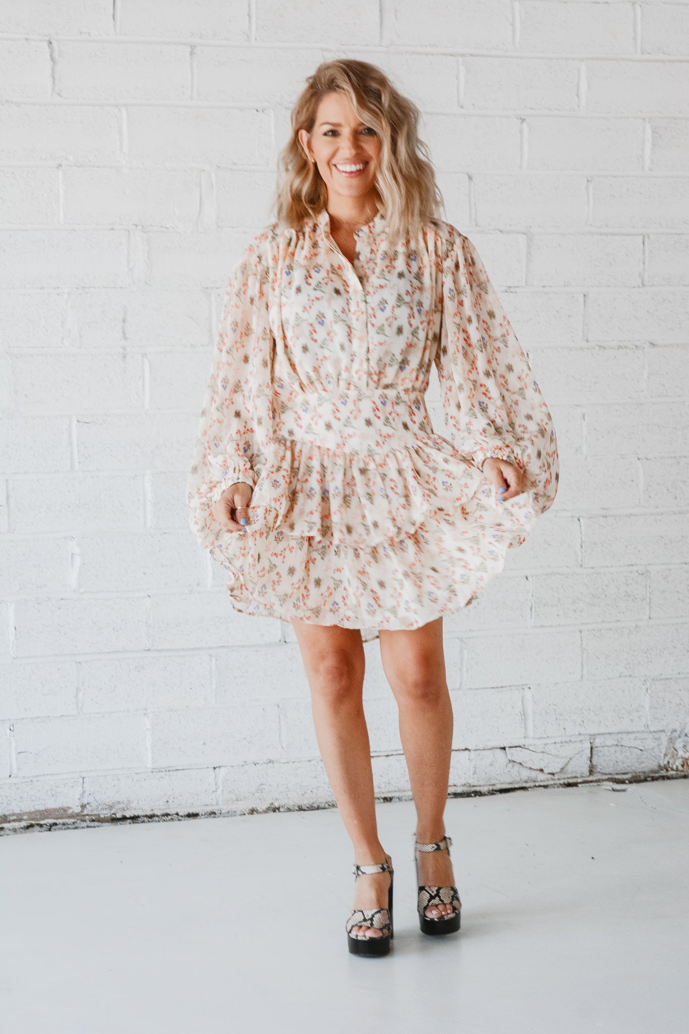 Vintage Floral Chiffon Tier Dress