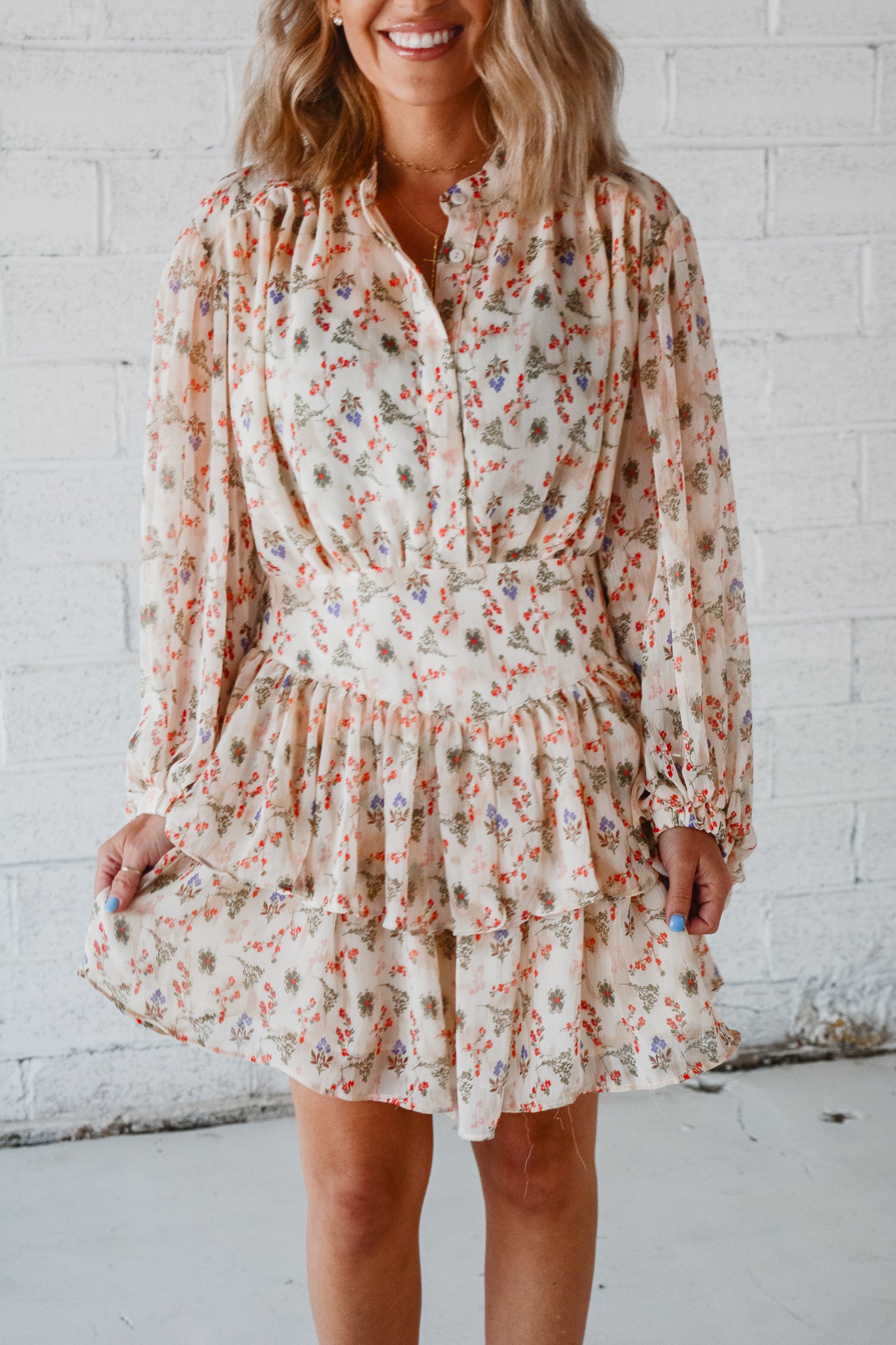 Vintage Floral Chiffon Tier Dress