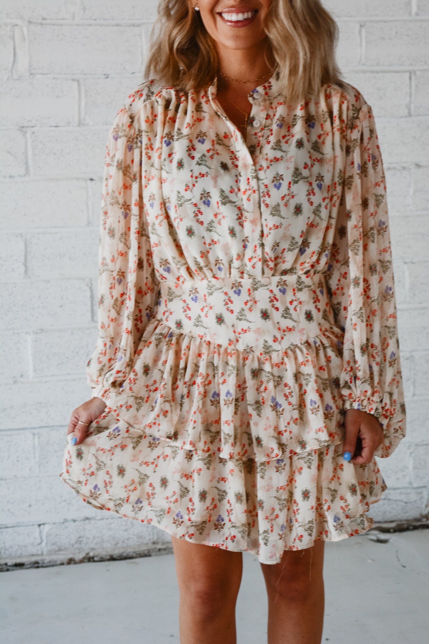 Vintage Floral Chiffon Tier Dress