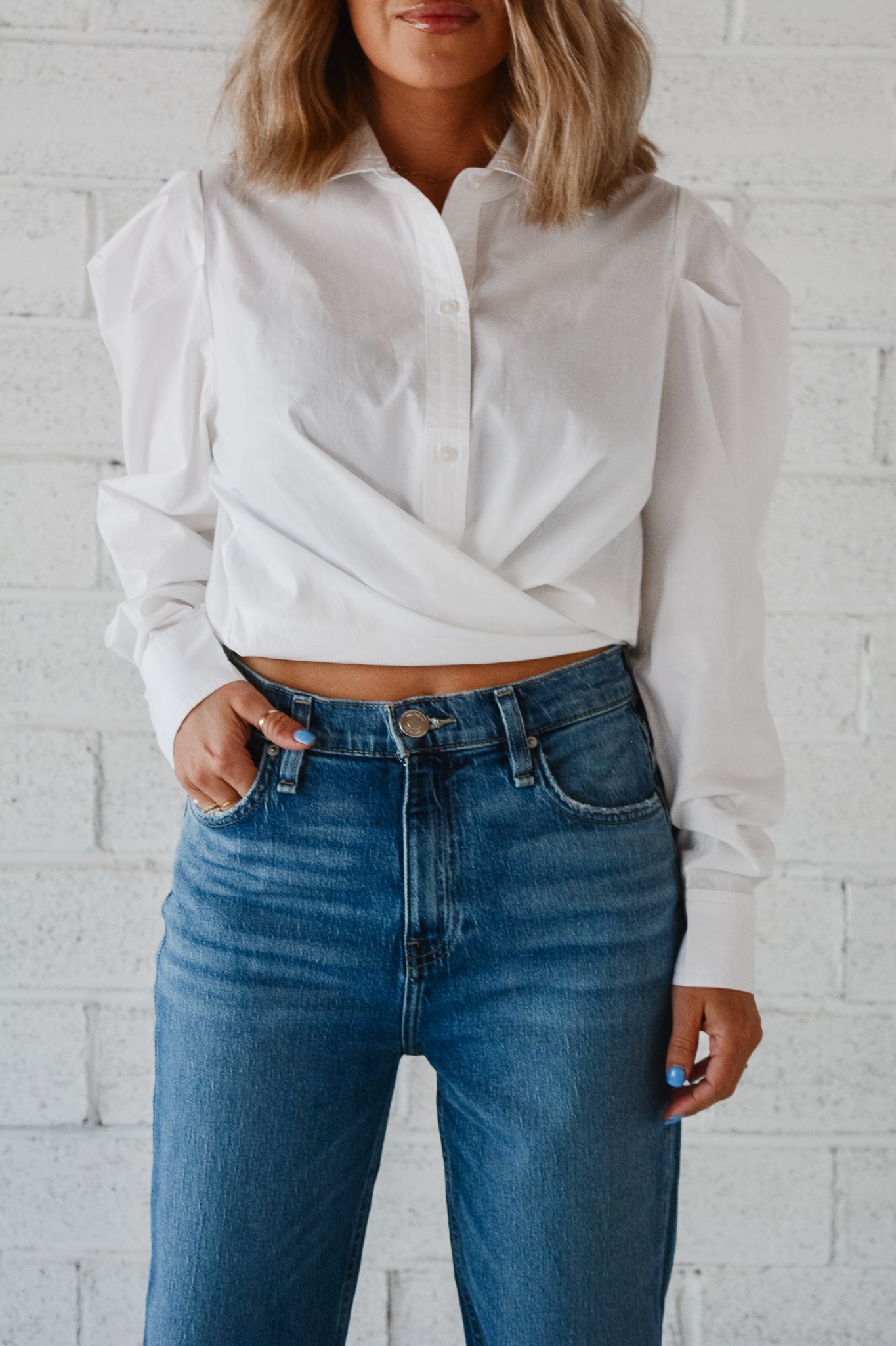 Wrap Poplin Button-Up Shirt